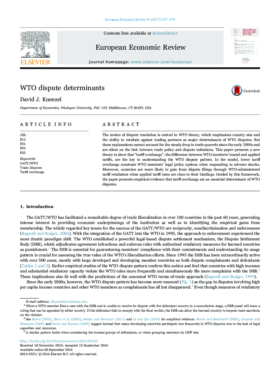 WTO dispute determinants