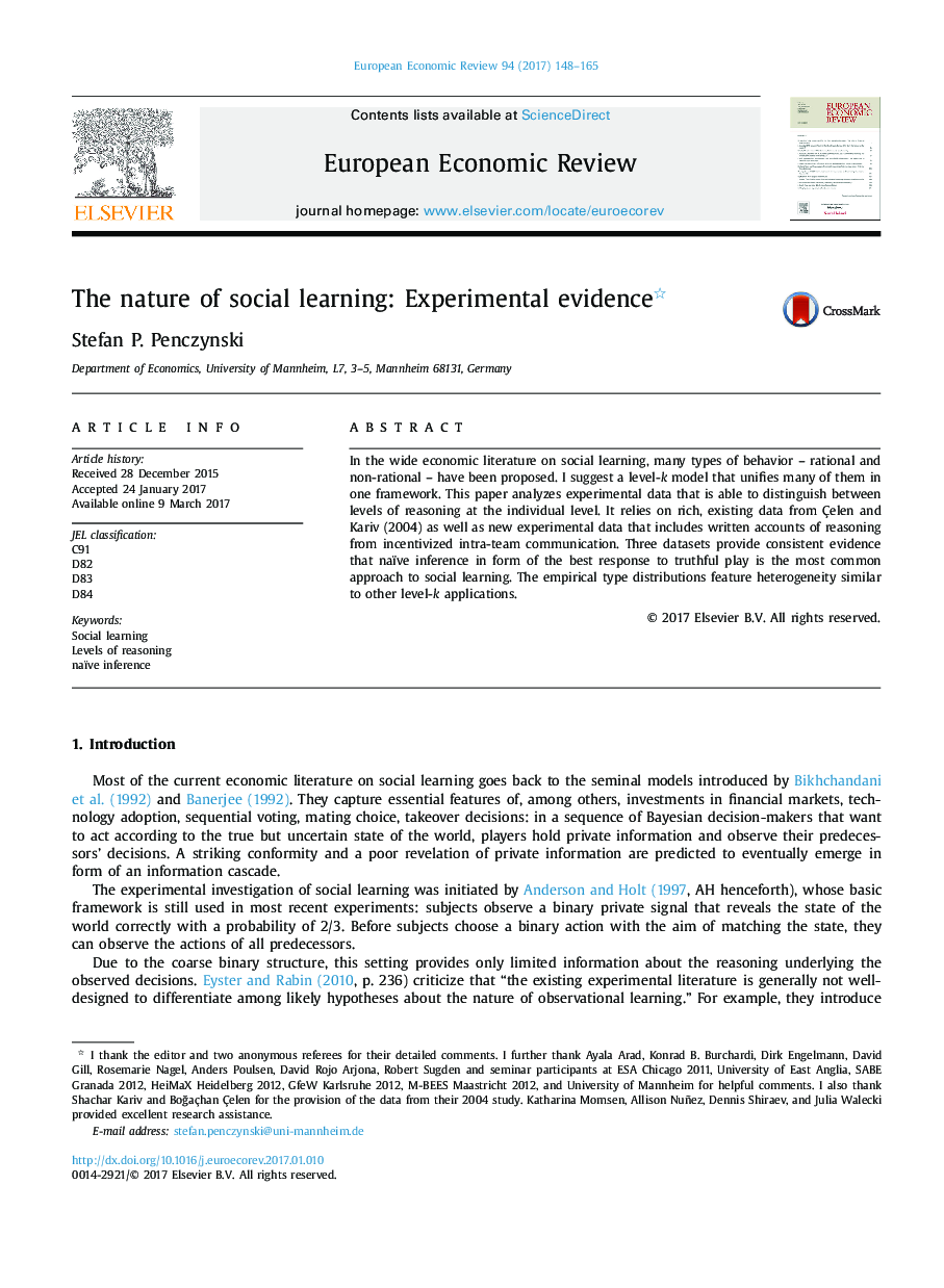 The nature of social learning: Experimental evidence