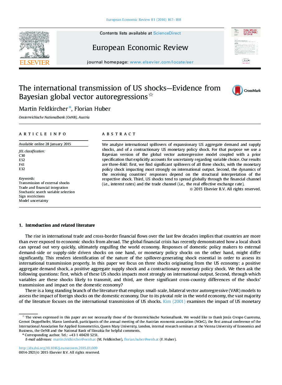 The international transmission of US shocks-Evidence from Bayesian global vector autoregressions