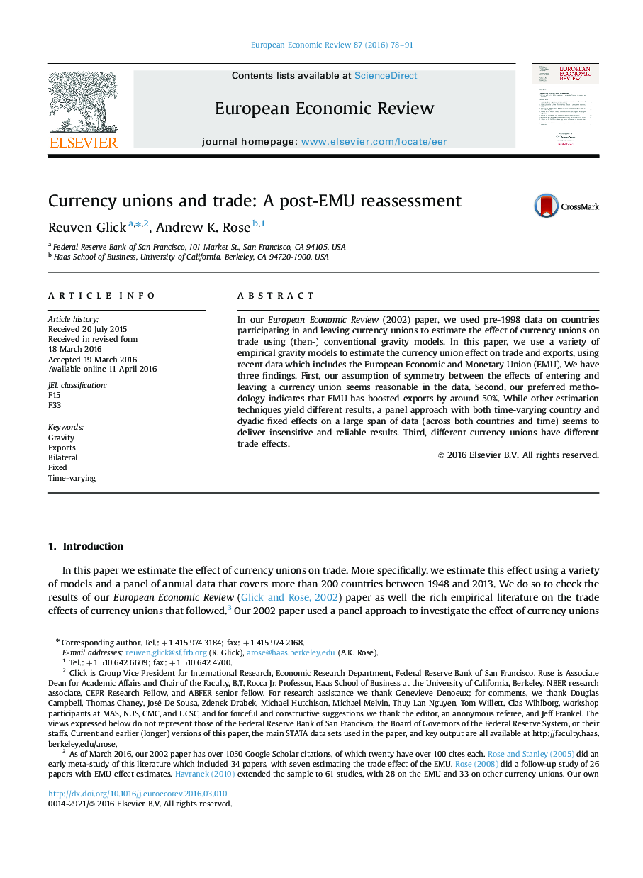 Currency unions and trade: A post-EMU reassessment