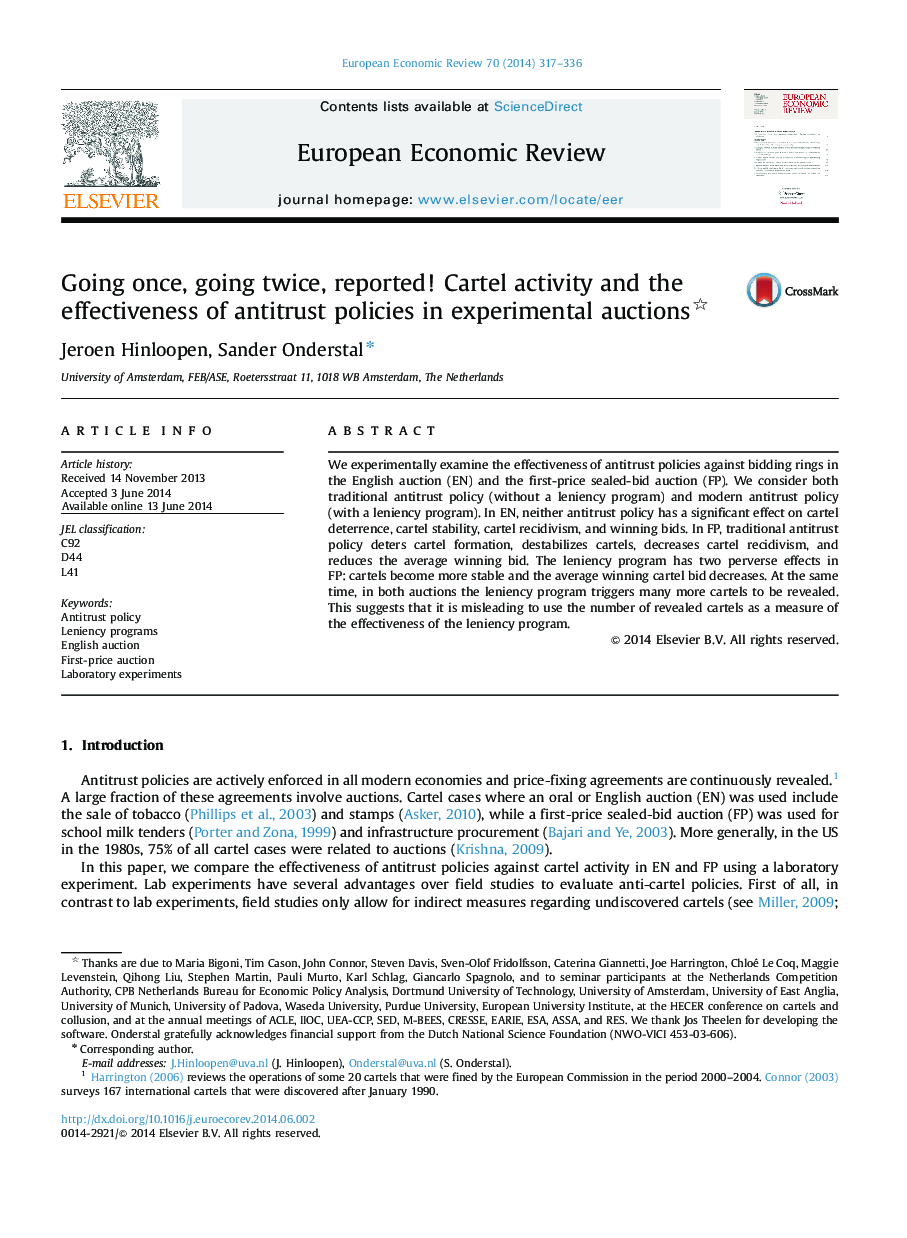 Going once, going twice, reported! Cartel activity and the effectiveness of antitrust policies in experimental auctions
