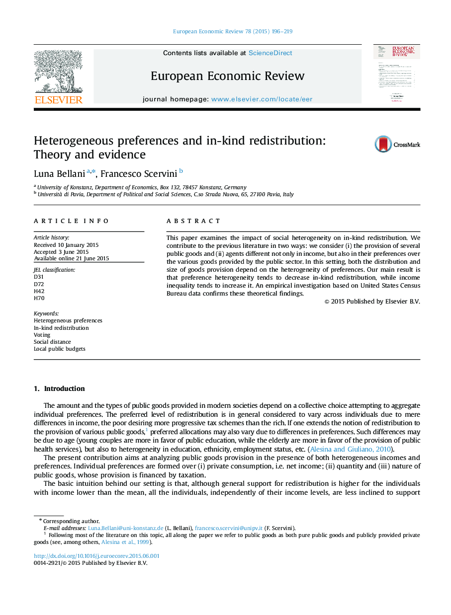 Heterogeneous preferences and in-kind redistribution: Theory and evidence