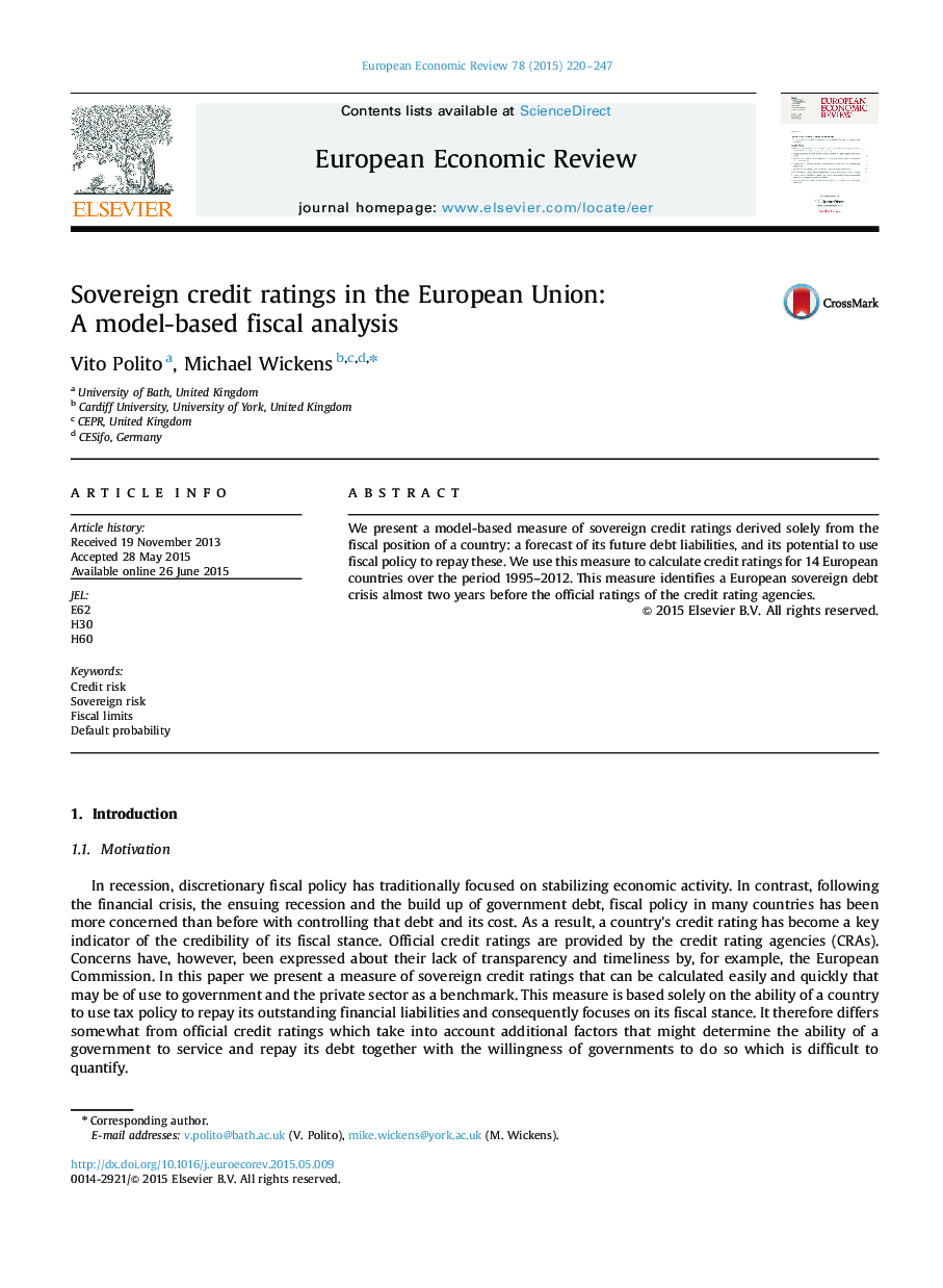 Sovereign credit ratings in the European Union: A model-based fiscal analysis