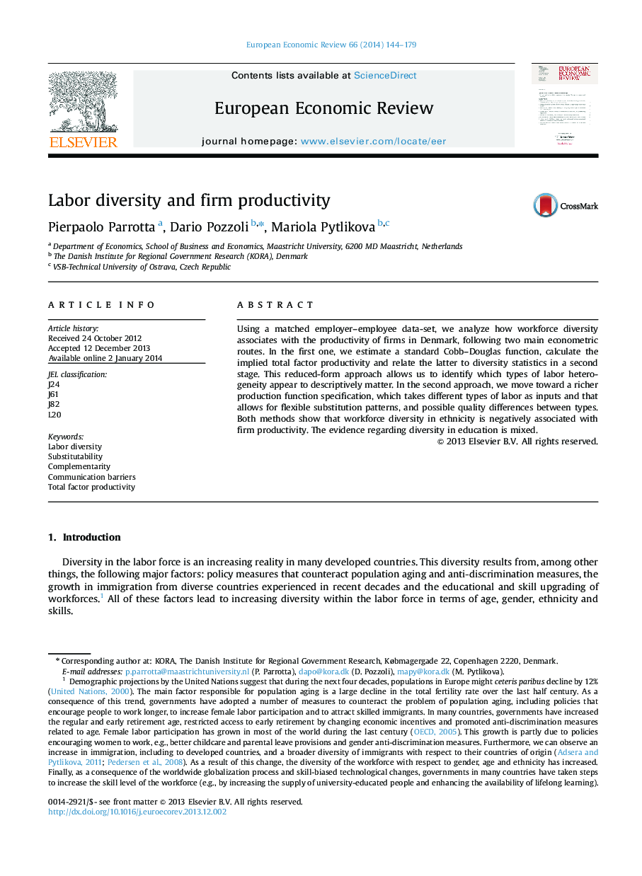 Labor diversity and firm productivity