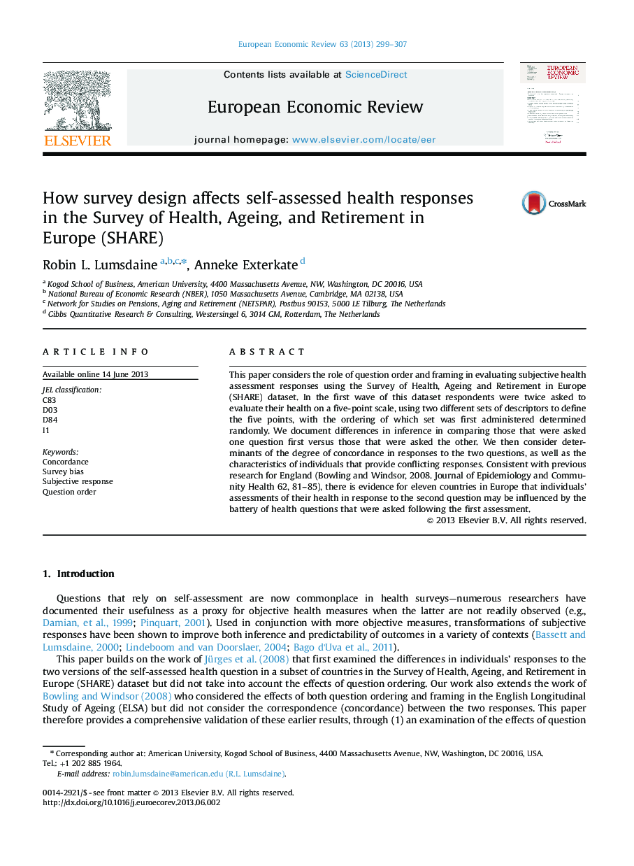 How survey design affects self-assessed health responses in the Survey of Health, Ageing, and Retirement in Europe (SHARE)