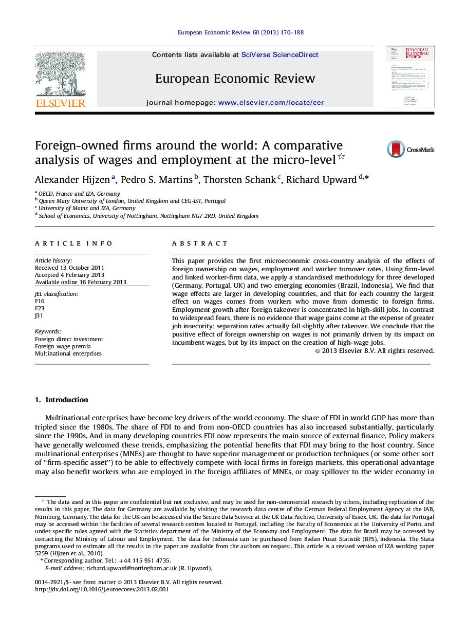 Foreign-owned firms around the world: A comparative analysis of wages and employment at the micro-level