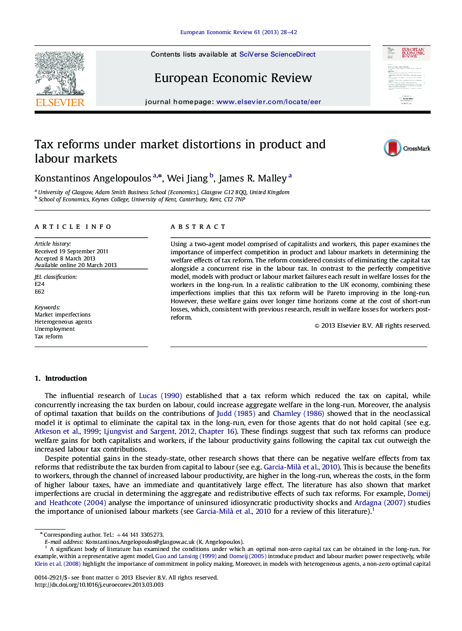 Tax reforms under market distortions in product and labour markets