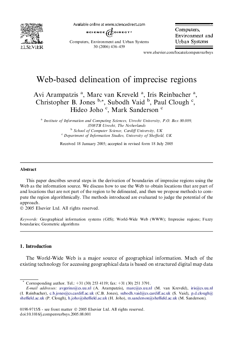 Web-based delineation of imprecise regions