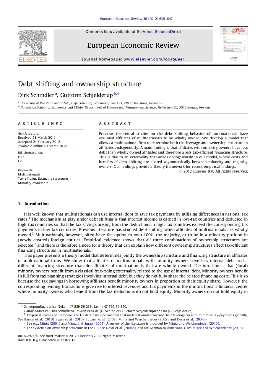 Debt shifting and ownership structure