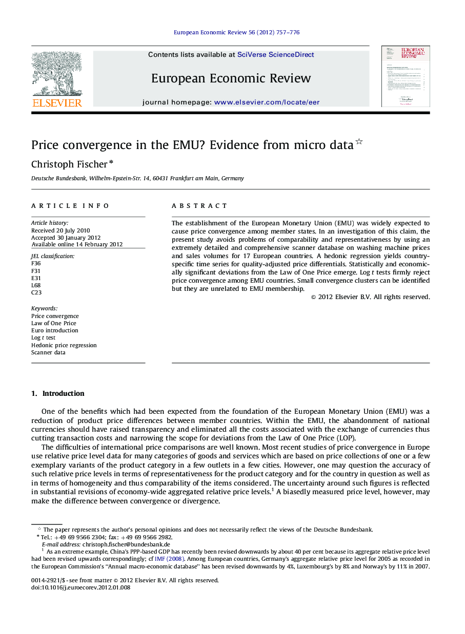 Price convergence in the EMU? Evidence from micro data