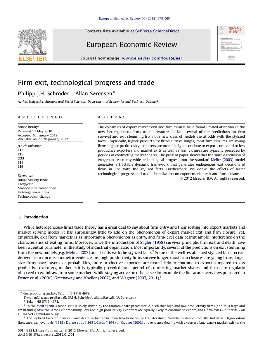 Firm exit, technological progress and trade