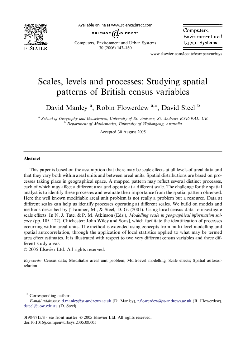 Scales, levels and processes: Studying spatial patterns of British census variables