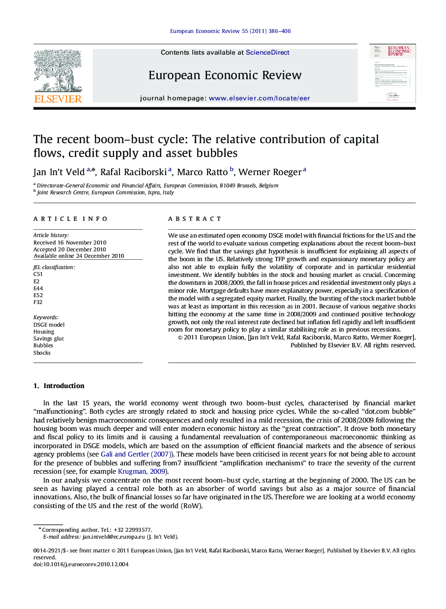 The recent boom-bust cycle: The relative contribution of capital flows, credit supply and asset bubbles