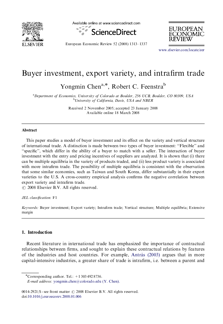 Buyer investment, export variety, and intrafirm trade