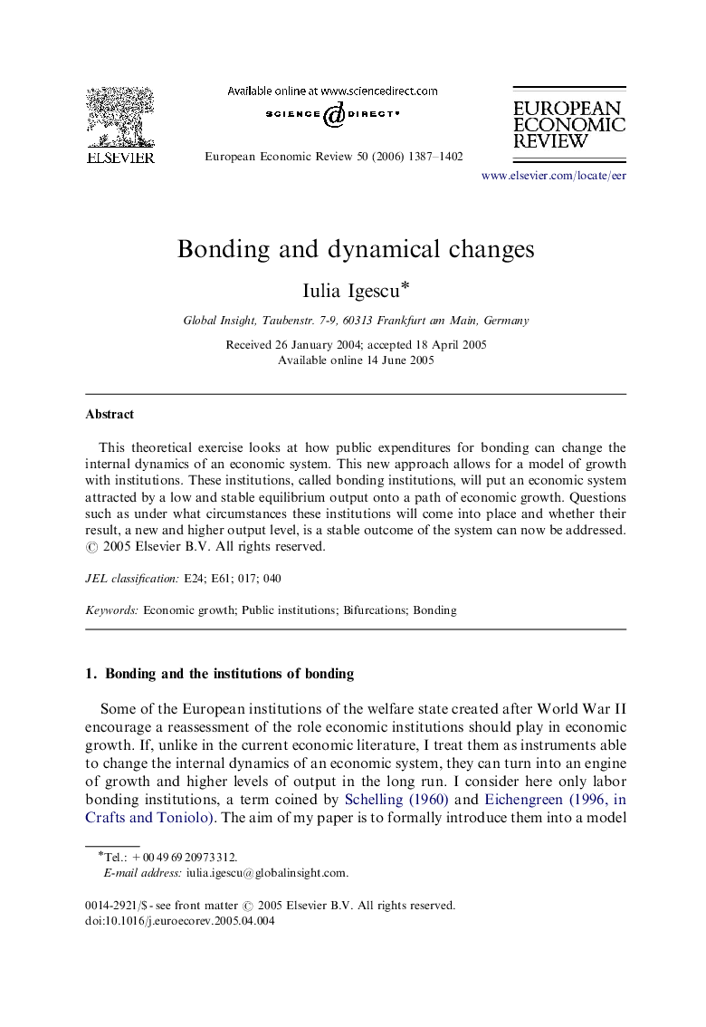 Bonding and dynamical changes