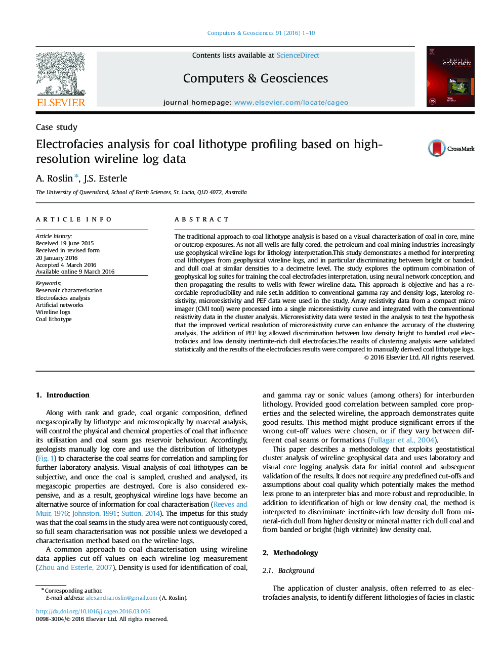 Electrofacies analysis for coal lithotype profiling based on high-resolution wireline log data