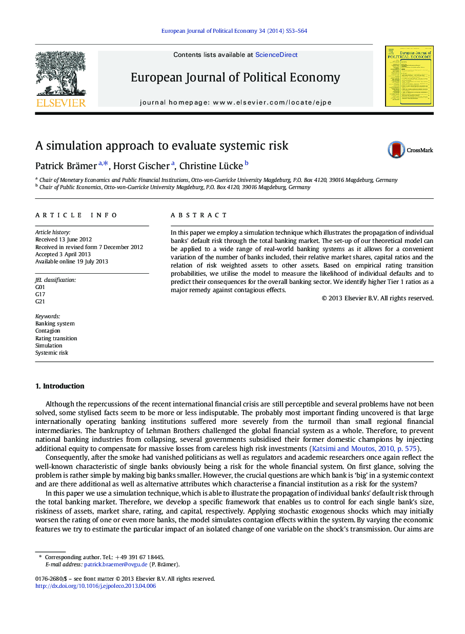 A simulation approach to evaluate systemic risk