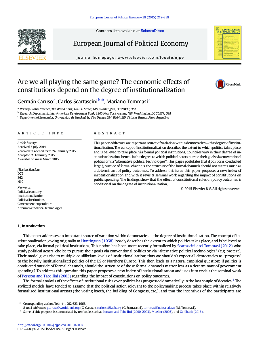 Are we all playing the same game? The economic effects of constitutions depend on the degree of institutionalization