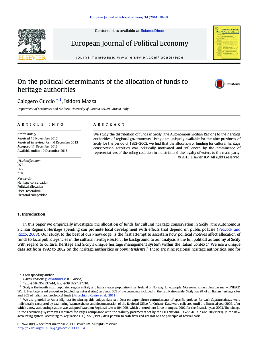 On the political determinants of the allocation of funds to heritage authorities