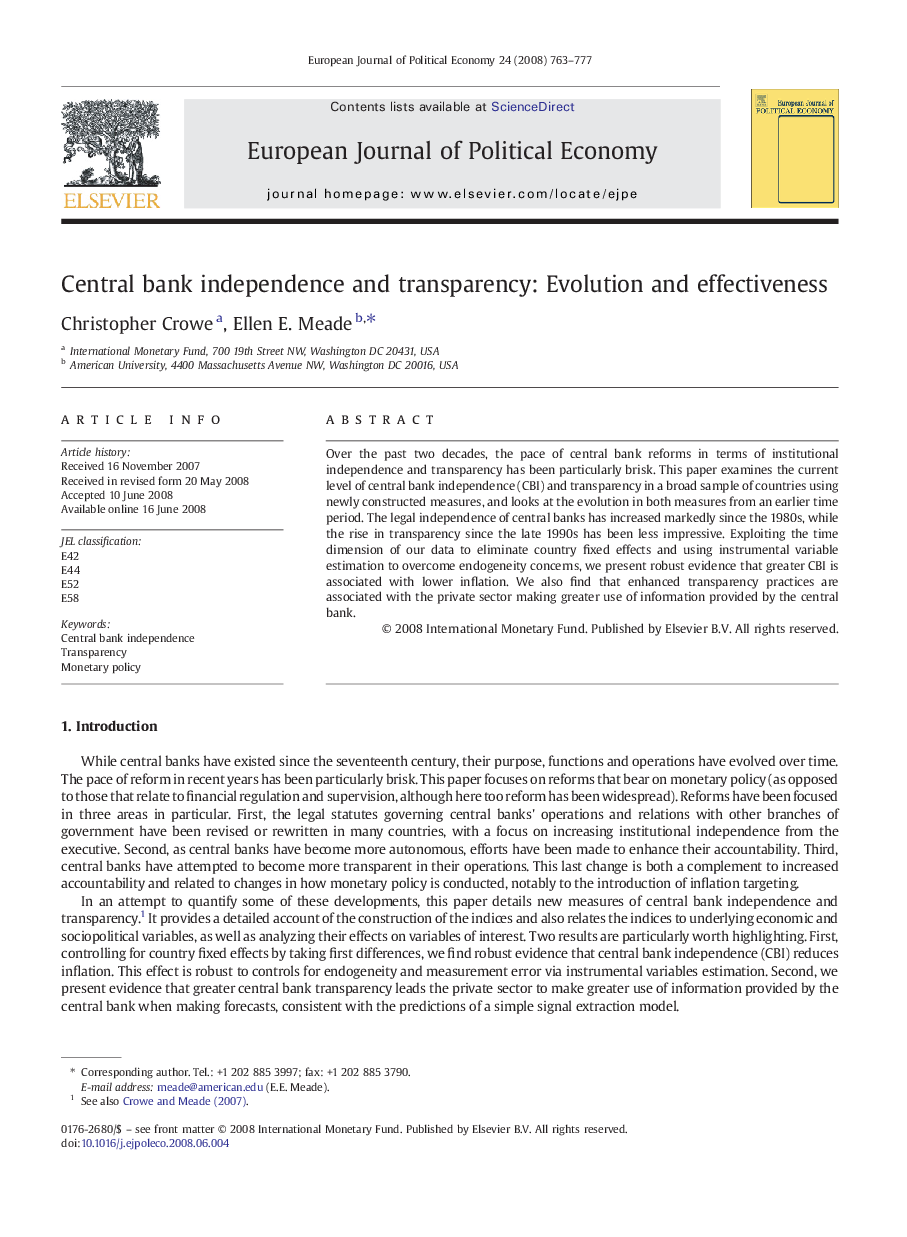 Central bank independence and transparency: Evolution and effectiveness