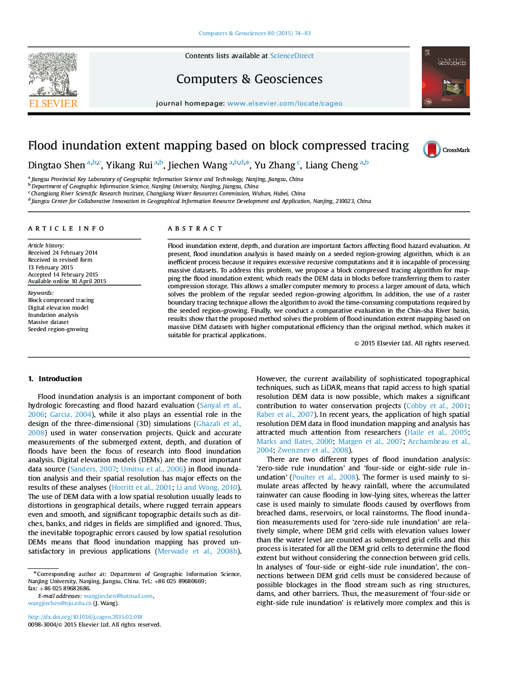 Flood inundation extent mapping based on block compressed tracing