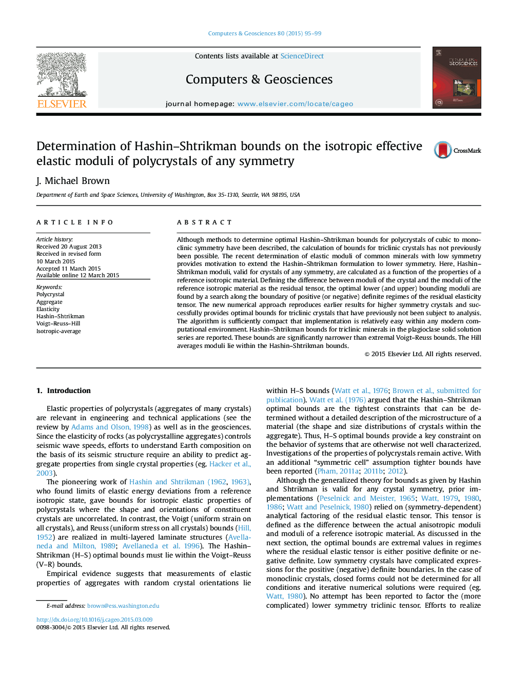 Determination of Hashin–Shtrikman bounds on the isotropic effective elastic moduli of polycrystals of any symmetry