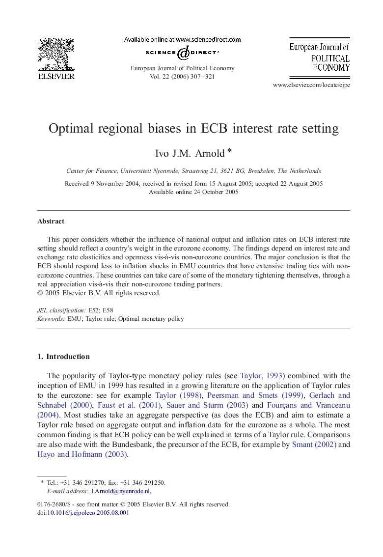 Optimal regional biases in ECB interest rate setting