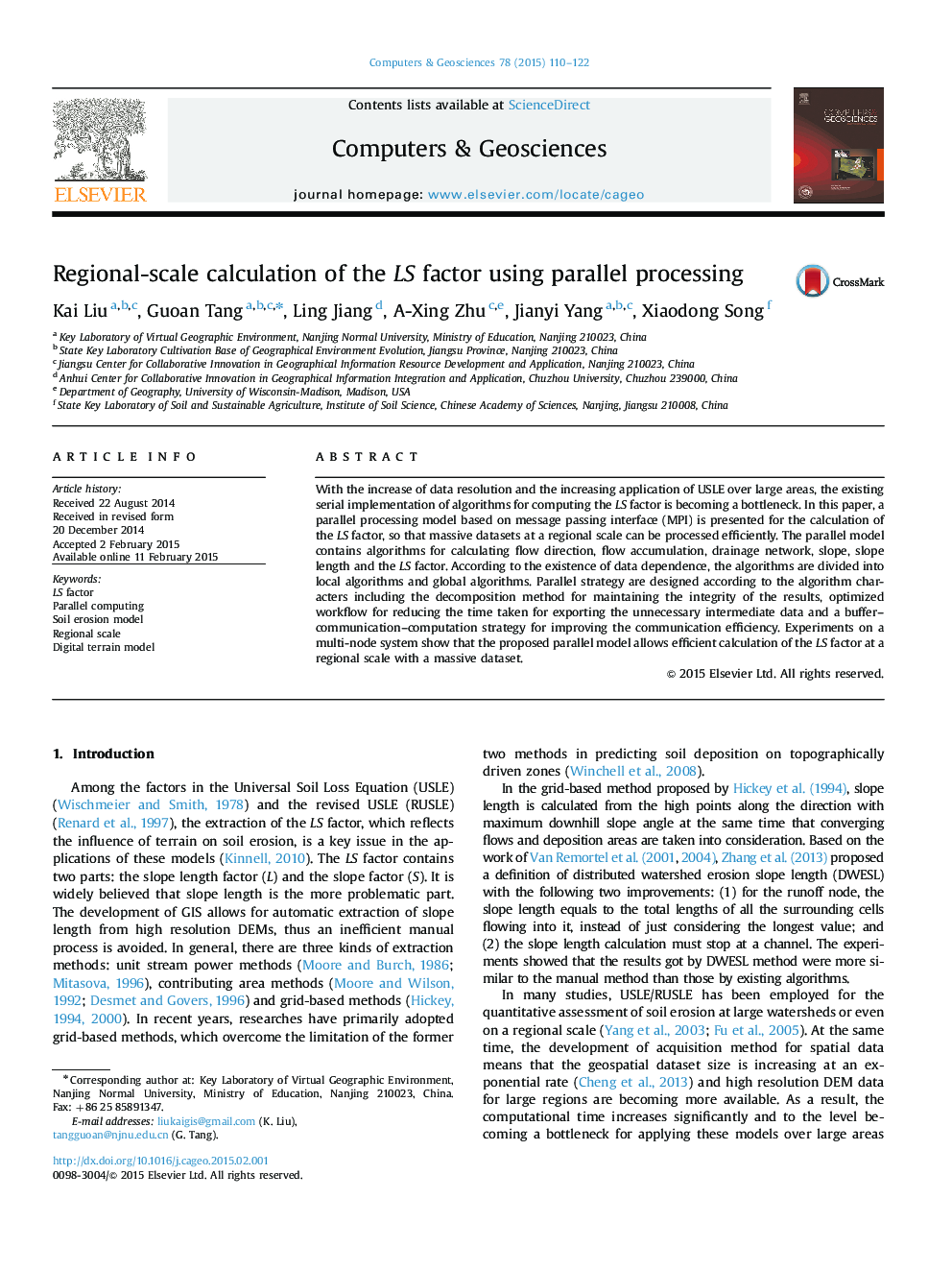 Regional-scale calculation of the LS factor using parallel processing