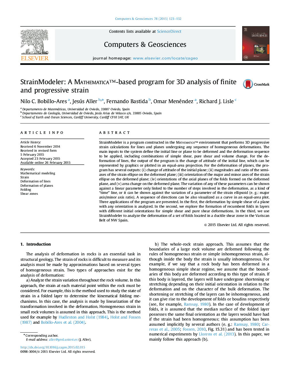 عکس صفحه اول مقاله: StrainModeler: A Mathematica™-based program for 3D analysis of finite and progressive strain StrainModeler: A Mathematica™-based program for 3D analysis of finite and progressive strain