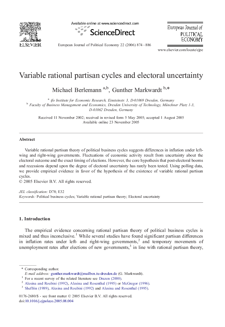 Variable rational partisan cycles and electoral uncertainty