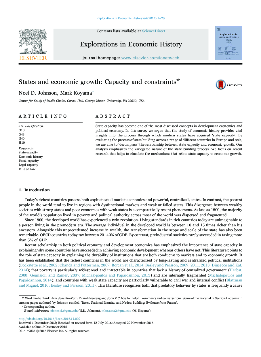 States and economic growth: Capacity and constraints