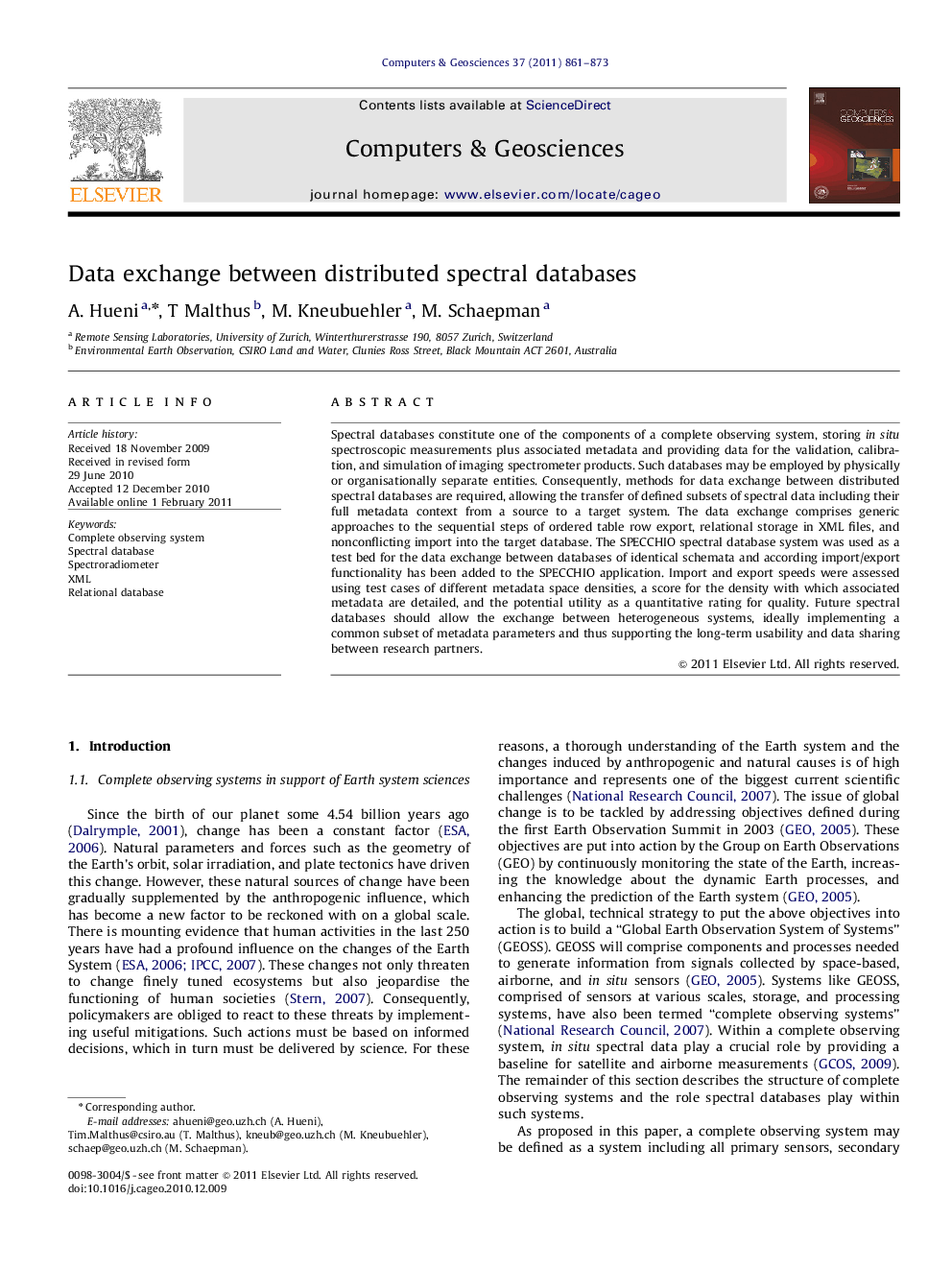 Data exchange between distributed spectral databases