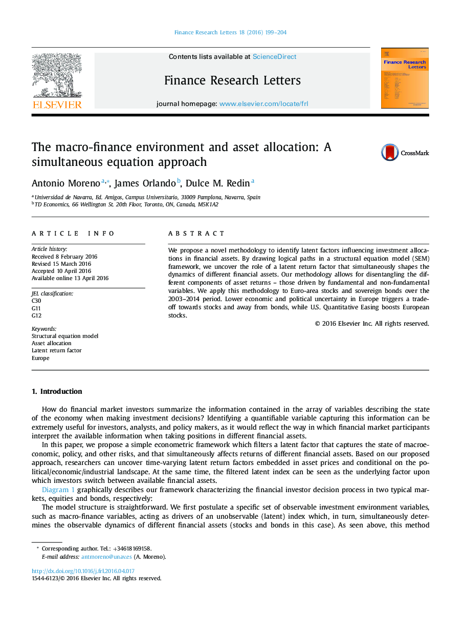 The macro-finance environment and asset allocation: A simultaneous equation approach