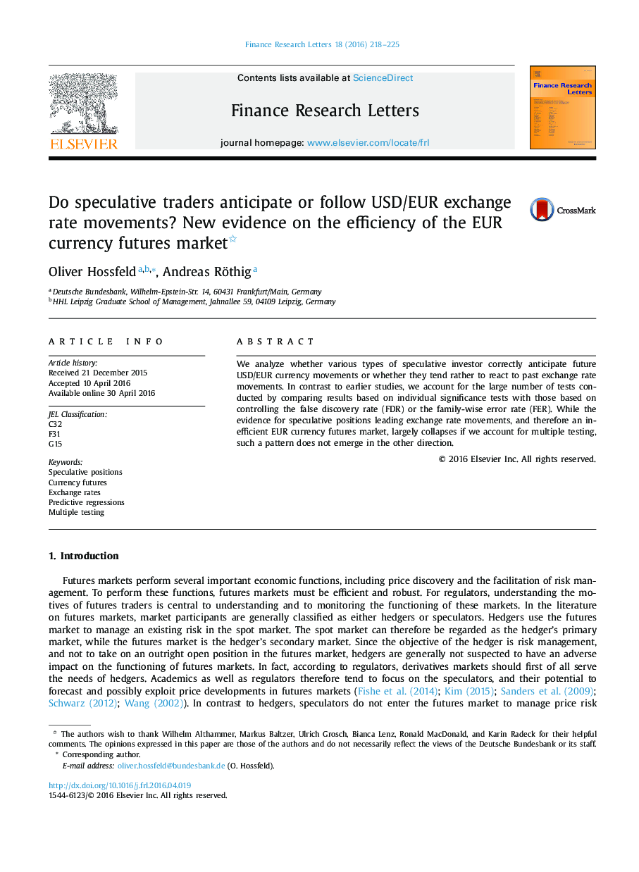 Do speculative traders anticipate or follow USD/EUR exchange rate movements? New evidence on the efficiency of the EUR currency futures market