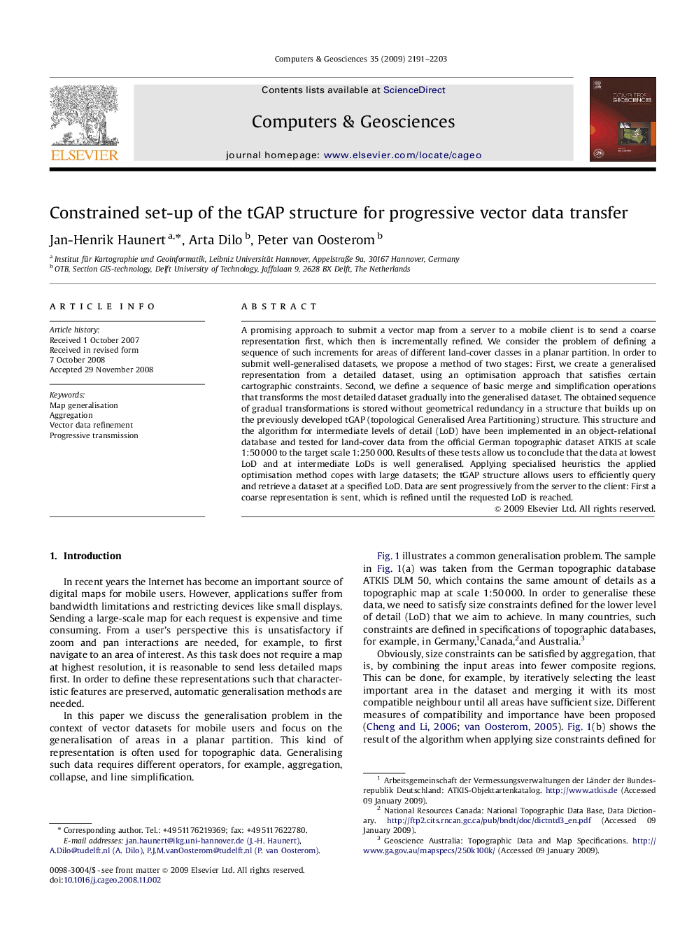 Constrained set-up of the tGAP structure for progressive vector data transfer