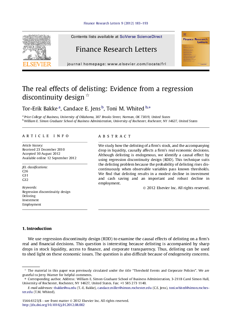 The real effects of delisting: Evidence from a regression discontinuity design