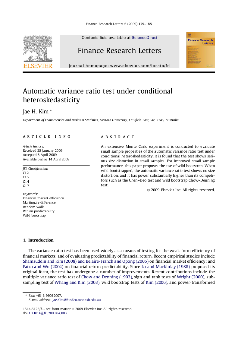 Automatic variance ratio test under conditional heteroskedasticity