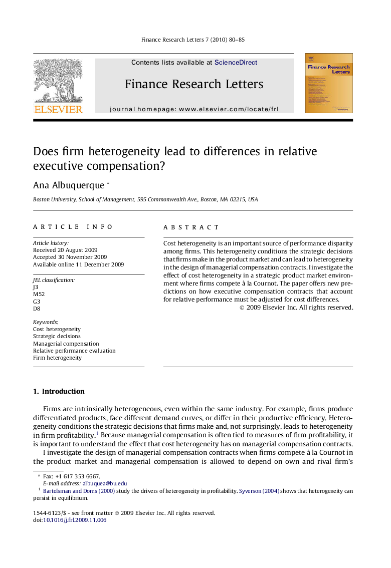 Does firm heterogeneity lead to differences in relative executive compensation?