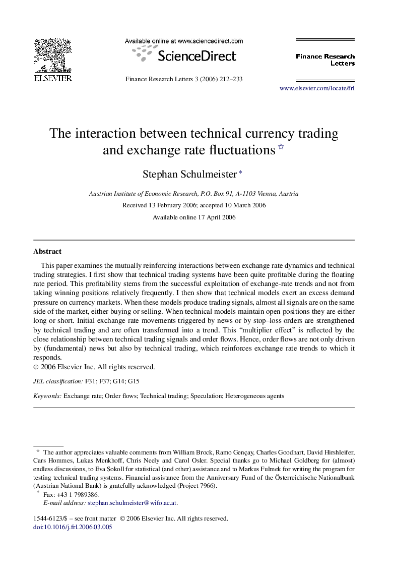 The interaction between technical currency trading and exchange rate fluctuations