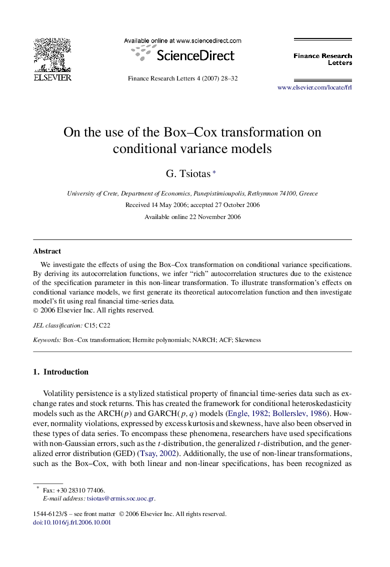 On the use of the Box-Cox transformation on conditional variance models