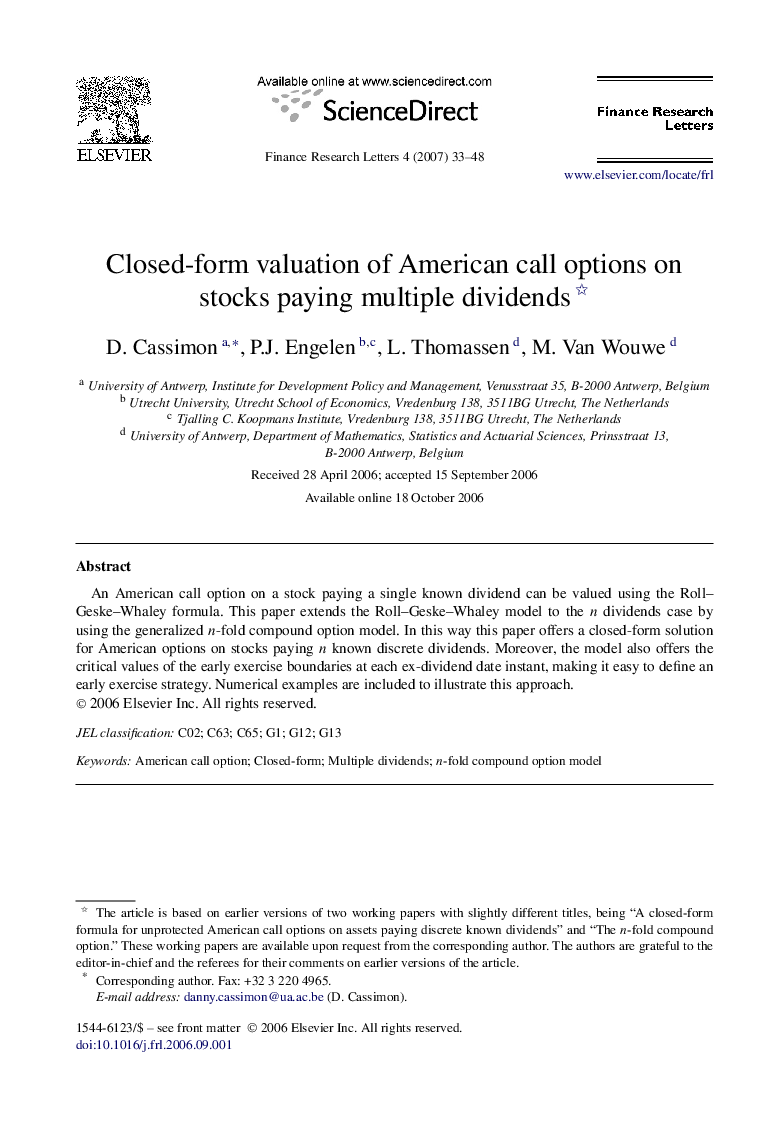 Closed-form valuation of American call options on stocks paying multiple dividends