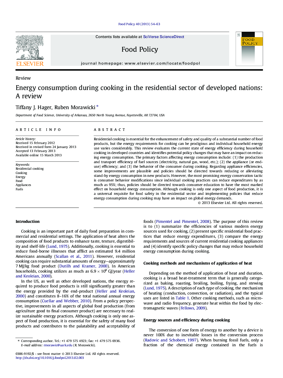 Energy consumption during cooking in the residential sector of developed nations: A review