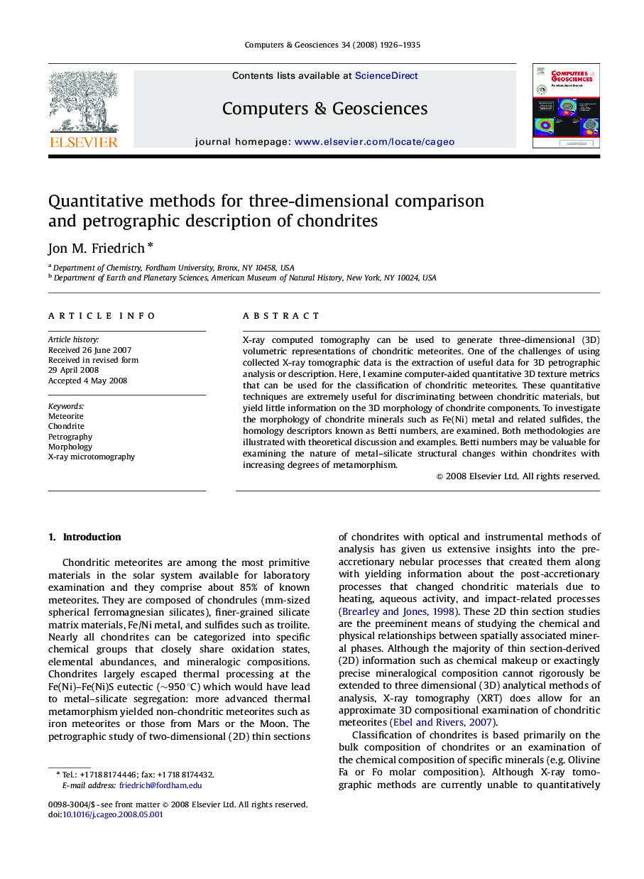 Quantitative methods for three-dimensional comparison and petrographic description of chondrites