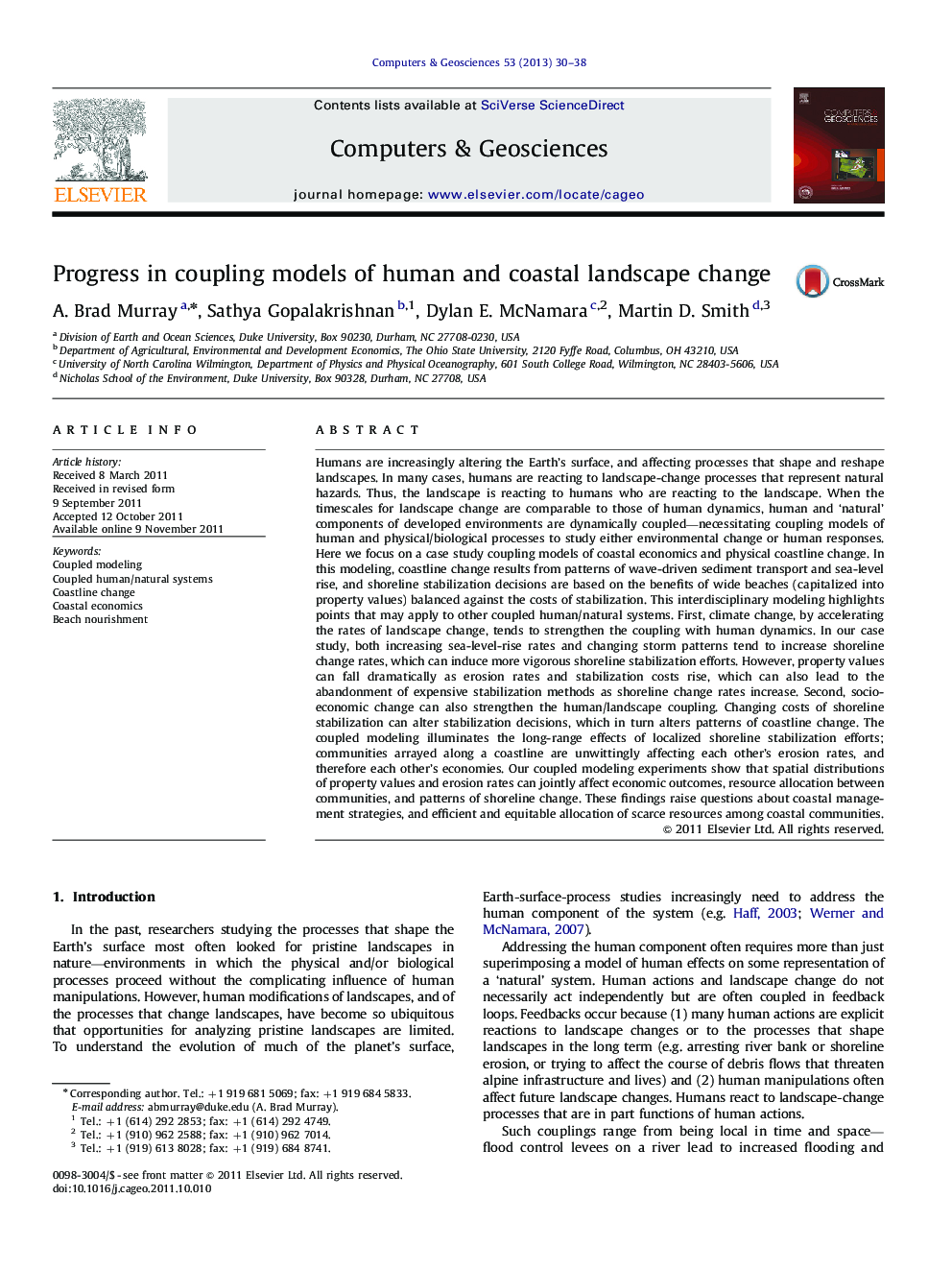 Progress in coupling models of human and coastal landscape change