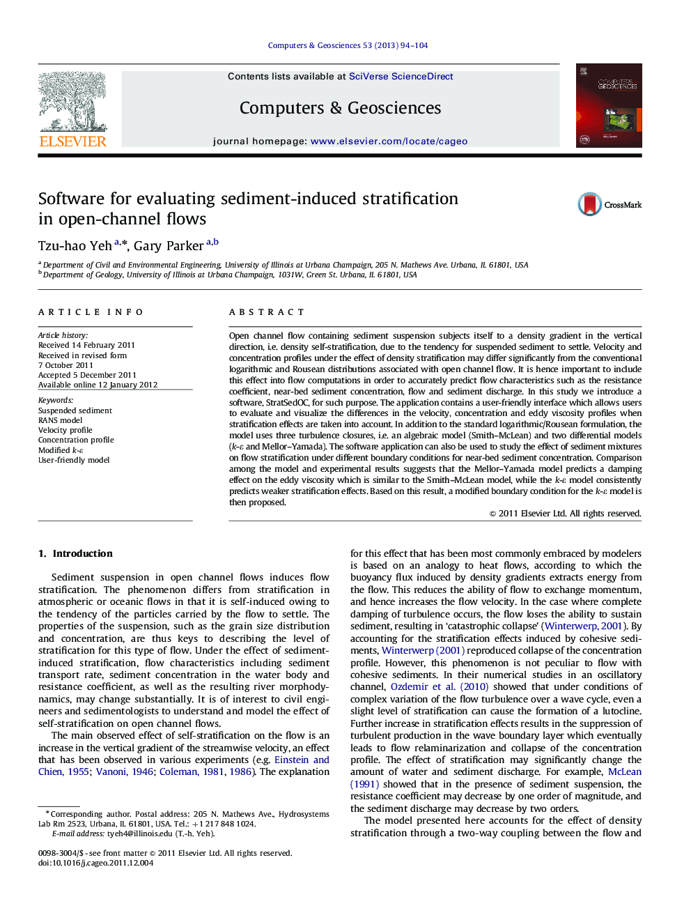 Software for evaluating sediment-induced stratification in open-channel flows