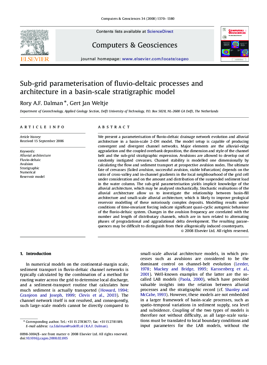 Sub-grid parameterisation of fluvio-deltaic processes and architecture in a basin-scale stratigraphic model