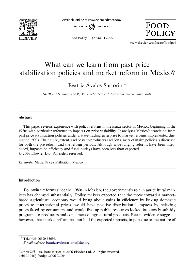 What can we learn from past price stabilization policies and market reform in Mexico?