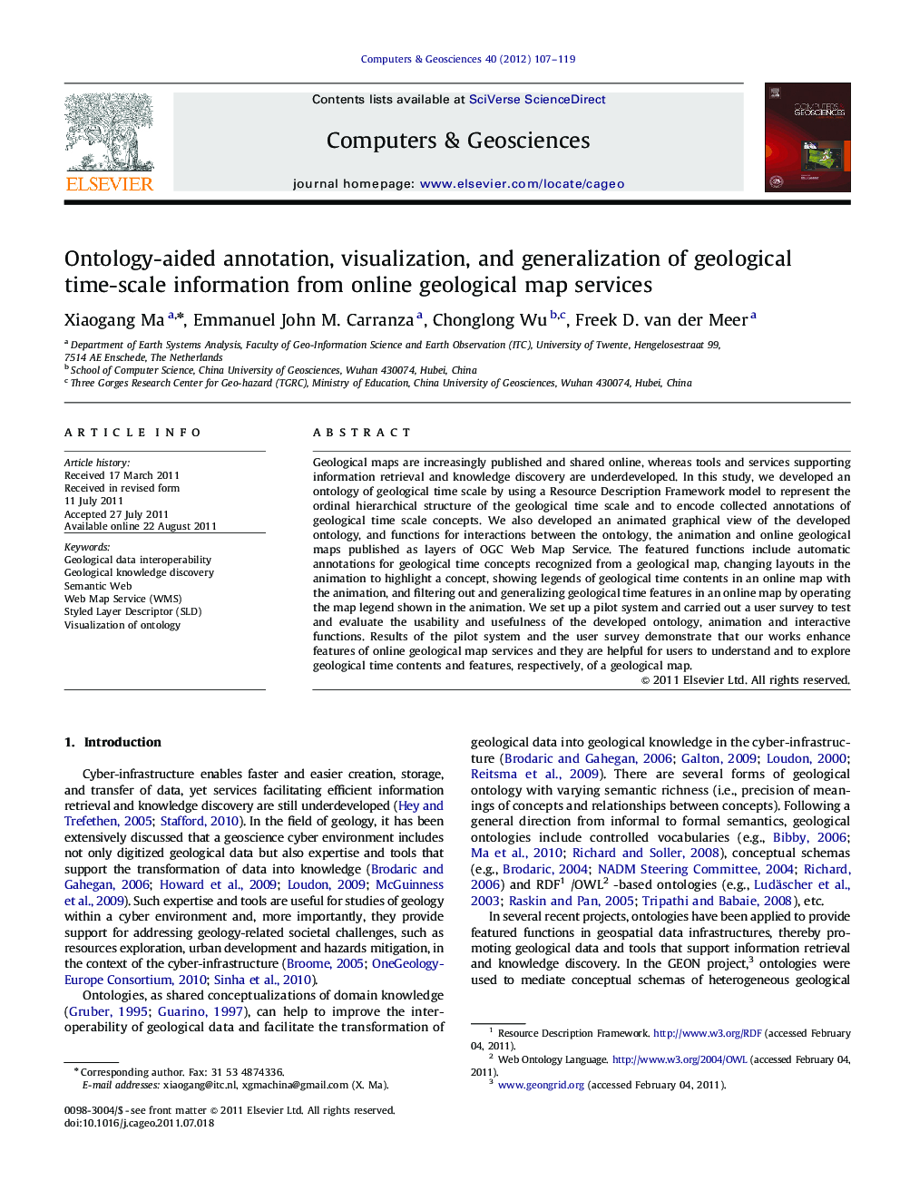 Ontology-aided annotation, visualization, and generalization of geological time-scale information from online geological map services