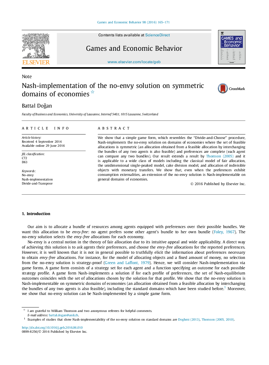 Nash-implementation of the no-envy solution on symmetric domains of economies