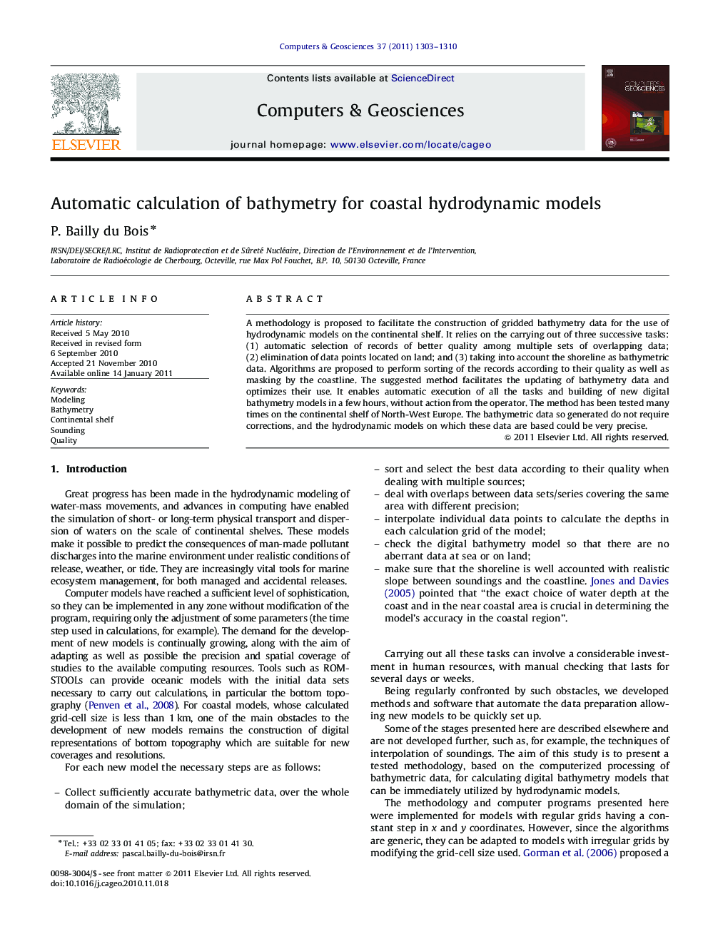 Automatic calculation of bathymetry for coastal hydrodynamic models